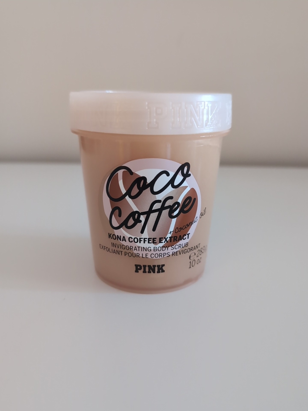 PINK Body Scrub with Kona Coffee Extract & Coconut Oil, Coffee Scent, 10 oz